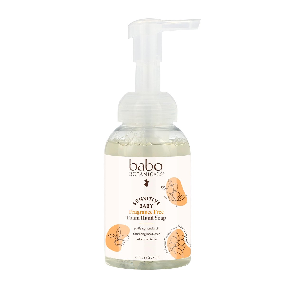 Babo Botanicals Sensitive Baby Fragrance-Free Foaming Hand Soap – Gentle Self-Foaming Wash with Manuka Oil, Shea Butter & Aloe Vera for Babies, Kids & Sensitive Skin – Vegan, 8 Fl Oz - görsel 1