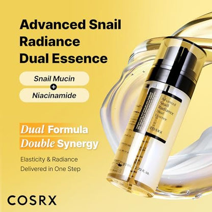 COSRX Snail Mucin 74% + Niacinamide 5% Dual Essence - Anti Aging Face Serum for Dull & Sensitive Skin, Korean Skincare, 2.70 fl.oz / 80ml Avelisse