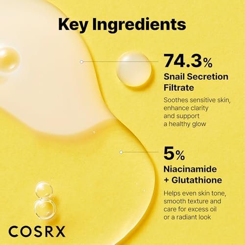 COSRX Snail Mucin 74% + Niacinamide 5% Dual Essence - Anti Aging Face Serum for Dull & Sensitive Skin, Korean Skincare, 2.70 fl.oz / 80ml Avelisse