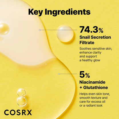COSRX Snail Mucin 74% + Niacinamide 5% Dual Essence - Anti Aging Face Serum for Dull & Sensitive Skin, Korean Skincare, 2.70 fl.oz / 80ml Avelisse