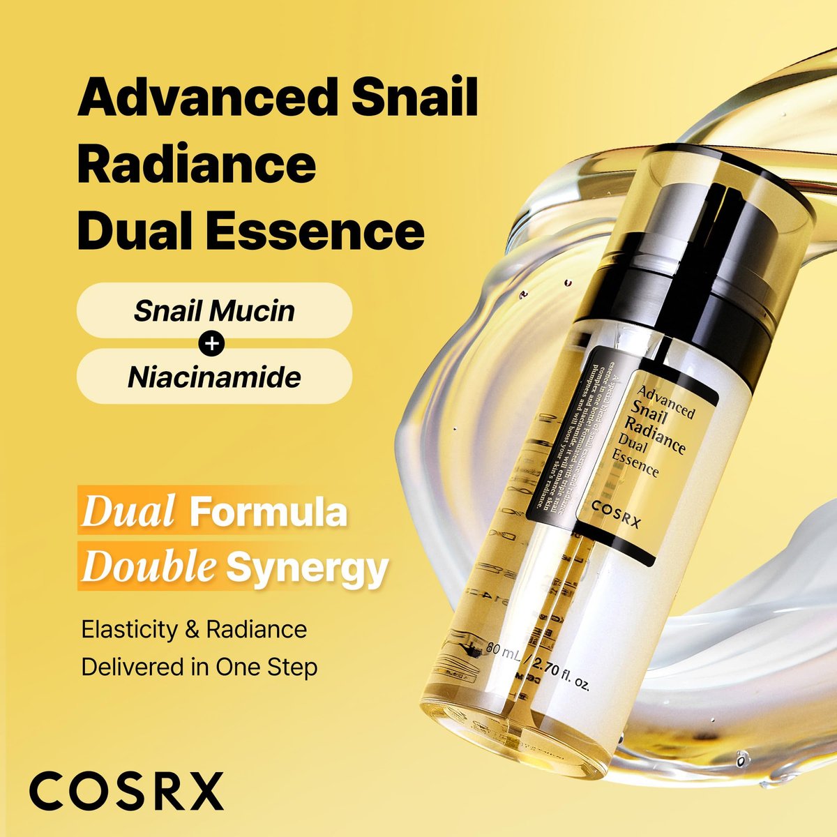 COSRX Snail Mucin 74% + Niacinamide 5% Dual Essence - Anti Aging Face Serum for Dull & Sensitive Skin, Korean Skincare, 2.70 fl.oz / 80ml Avelisse