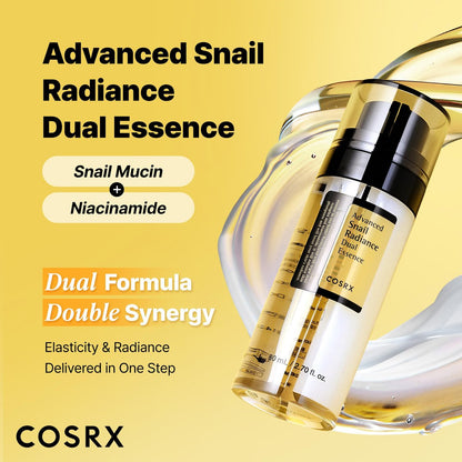 COSRX Snail Mucin 74% + Niacinamide 5% Dual Essence - Anti Aging Face Serum for Dull & Sensitive Skin, Korean Skincare, 2.70 fl.oz / 80ml Avelisse