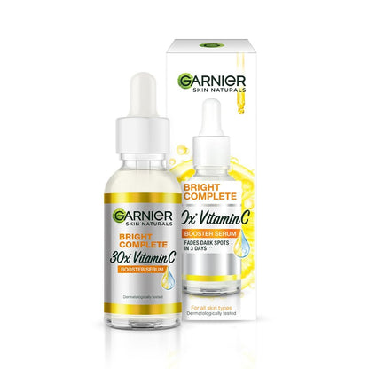 Garnier Bright Complete Vitamin C Booster Face Serum, 30ml – Brightening & Dark Spot Corrector
