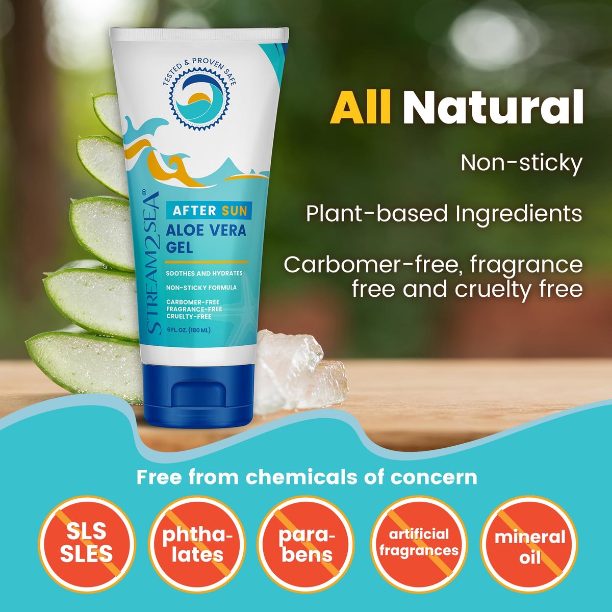 STREAM 2 SEA Soothing Aloe Vera Gel – Reef Safe, Paraben Free, All Natural After Sun & Underwater Sting Relief, 6 Fl Oz - görsel 2