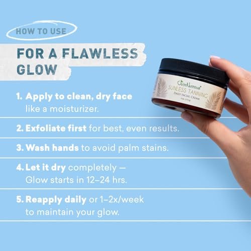 Sunless Tanning Daily Facial Cream | Self-Tanner for Face | Natural Glow | Just Nutritive (4 oz) Avelisse