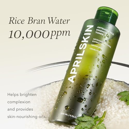 APRILSKIN Artemisia Korean Rice Toner – 100% Korean Mugwort Hydration Boost Facial Toner, Vegan, Cruelty Free, Low pH, No Sulfates or Artificial Fragrance, 6.76 oz Avelisse