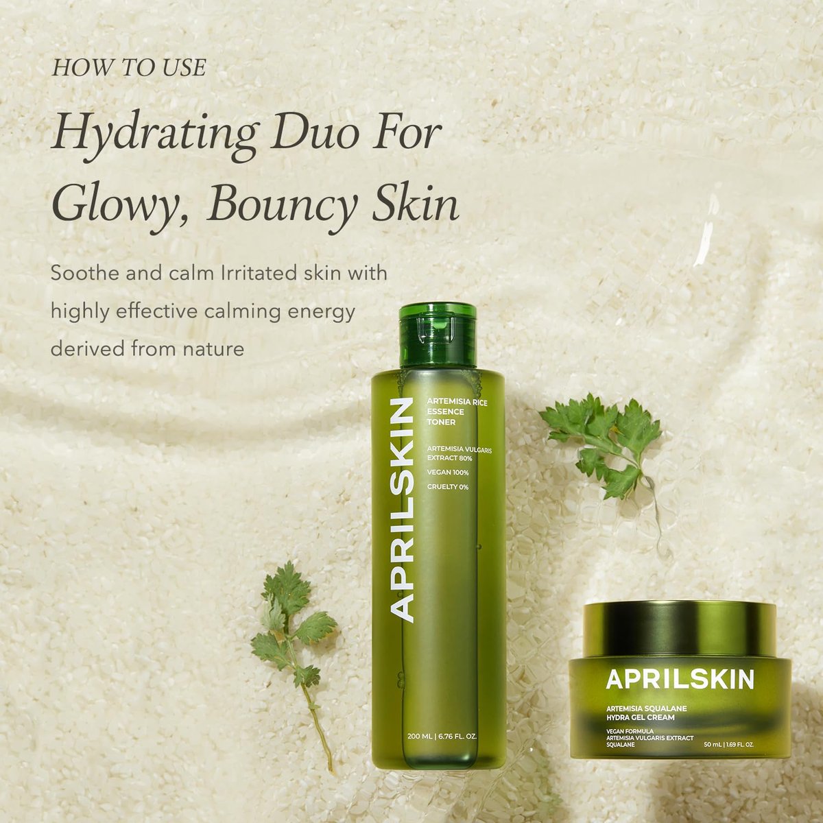 APRILSKIN Artemisia Korean Rice Toner – 100% Korean Mugwort Hydration Boost Facial Toner, Vegan, Cruelty Free, Low pH, No Sulfates or Artificial Fragrance, 6.76 oz Avelisse