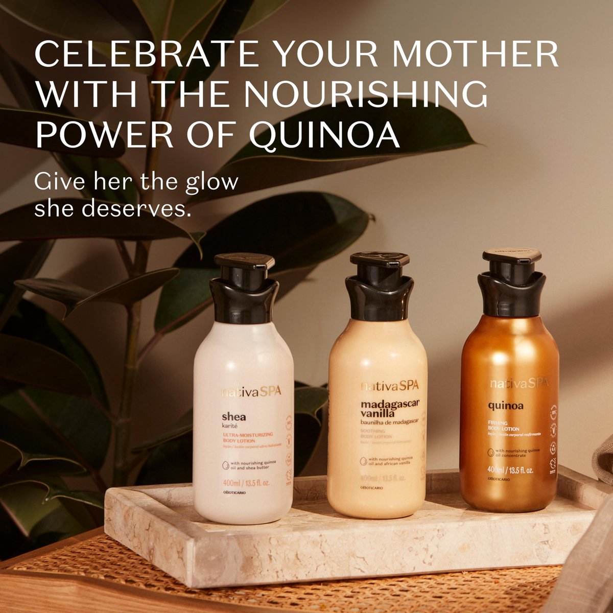 Nativa SPA by O Boticario Quinoa Hydrating Body Lotion - Fragranced Skin Moisturizer with Purified Quinoa Drops, 13.5 oz Avelisse