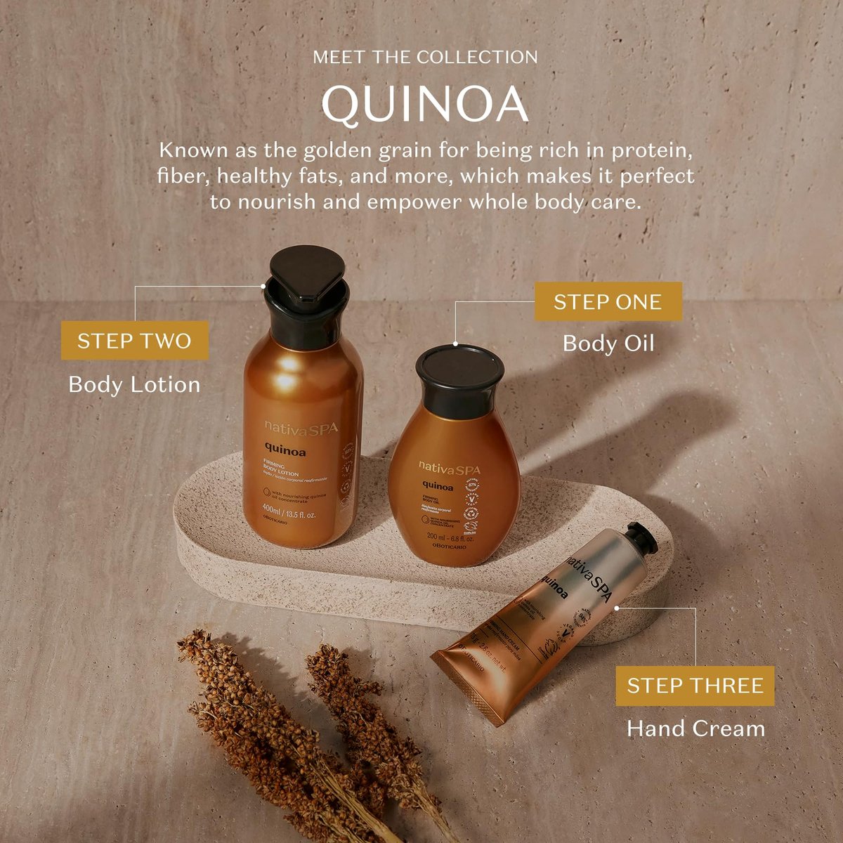 Nativa SPA by O Boticario Quinoa Hydrating Body Lotion - Fragranced Skin Moisturizer with Purified Quinoa Drops, 13.5 oz Avelisse