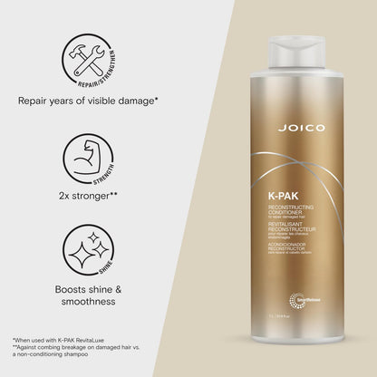 Joico K-PAK Daily Reconstructing Conditioner for Damaged Hair, 33.8 Fl Oz