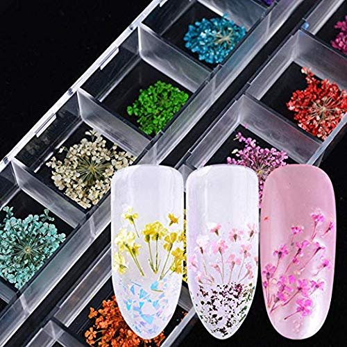 CHANGAR 3D Real Dried Flower Nail Art Stickers - 2 Box Set for Nail & Resin Craft DIY - görsel 9