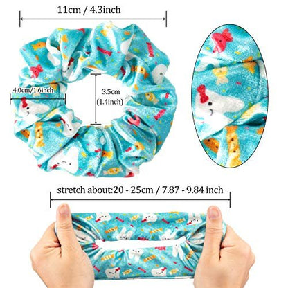 BBTO 6 Pcs Velvet Tooth Pattern Hair Scrunchies - Cute Dental Assistant Gifts for Women & Girls Avelisse