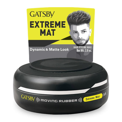 GATSBY Moving Rubber Extreme Mat Hair Styling Wax - Strong Hold, Matte Finish, 80g/2.8oz