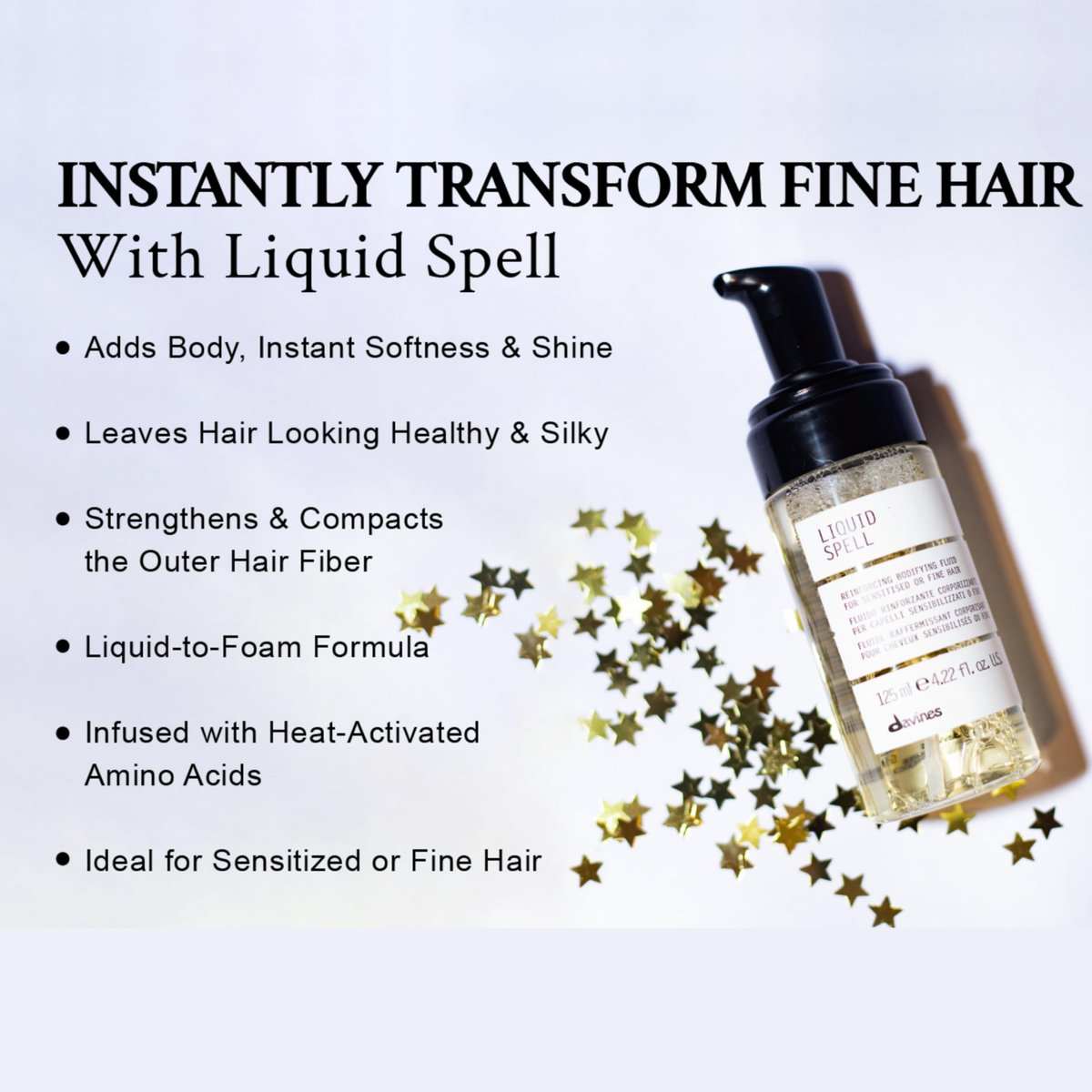 Davines Liquid Spell Reinforcing Bodifying Fluid - Weightless Volumizing Treatment for Fine or Sensitized Hair, 4.23 Fl Oz Avelisse