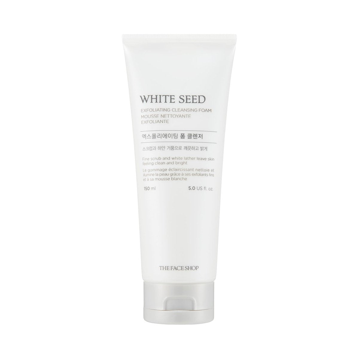 The Face Shop White Seed Exfoliating Cleansing Foam – Brightening Face Wash for Deep Clean & Dead Skin Removal, 5.07 Fl Oz Avelisse