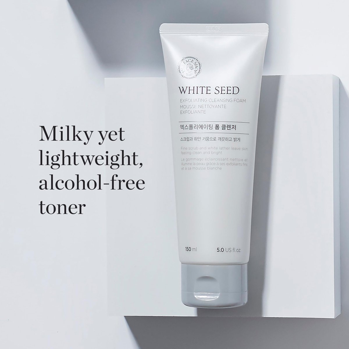 The Face Shop White Seed Exfoliating Cleansing Foam – Brightening Face Wash for Deep Clean & Dead Skin Removal, 5.07 Fl Oz Avelisse