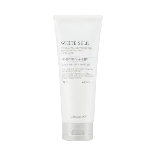 The Face Shop White Seed Exfoliating Cleansing Foam – Brightening Face Wash for Deep Clean & Dead Skin Removal, 5.07 Fl Oz Avelisse