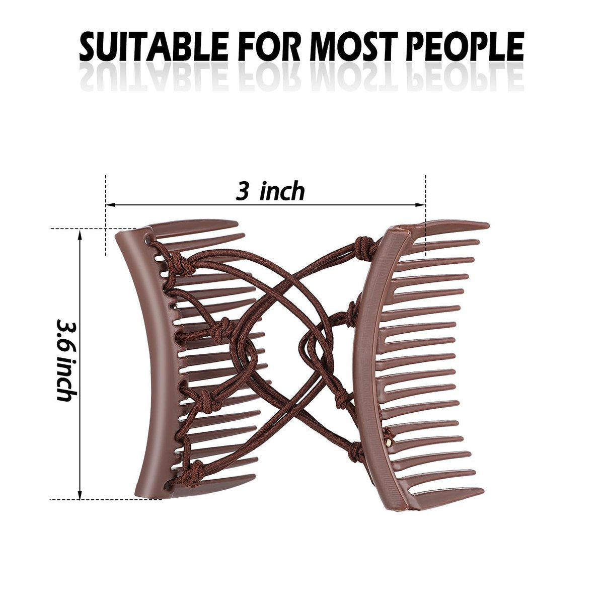 4 Pieces Adjustable Elastic No Crease Double Comb Hair Pins for Women's Curly Thick Wavy Hair Ponytail - Black, Coffee - görsel 6