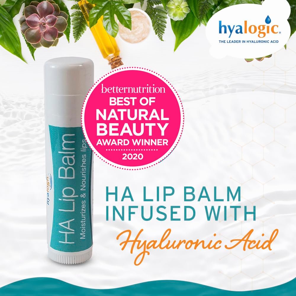 Hyalogic HA Lip Balm - Hyaluronic Acid & Organic Coconut Oil - Soothes Dry, Chapped Lips - Plumping, Moisturizing, Nourishing - Unflavored, Fragrance & Dye Free - 4.25g (4 Sticks) Avelisse