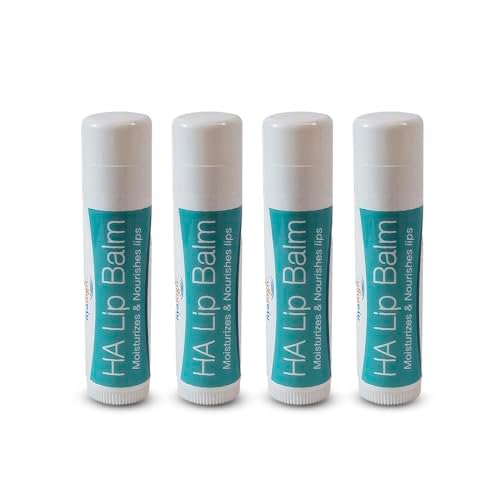 Hyalogic HA Lip Balm - Hyaluronic Acid & Organic Coconut Oil - Soothes Dry, Chapped Lips - Plumping, Moisturizing, Nourishing - Unflavored, Fragrance & Dye Free - 4.25g (4 Sticks) Avelisse