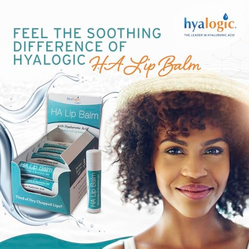 Hyalogic HA Lip Balm - Hyaluronic Acid & Organic Coconut Oil - Soothes Dry, Chapped Lips - Plumping, Moisturizing, Nourishing - Unflavored, Fragrance & Dye Free - 4.25g (4 Sticks) Avelisse