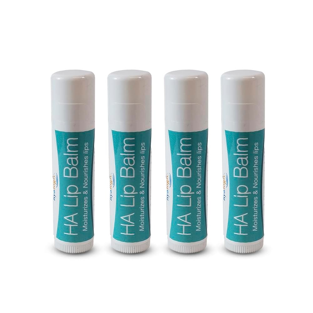 Hyalogic HA Lip Balm - Hyaluronic Acid & Organic Coconut Oil - Soothes Dry, Chapped Lips - Plumping, Moisturizing, Nourishing - Unflavored, Fragrance & Dye Free - 4.25g (4 Sticks) Avelisse
