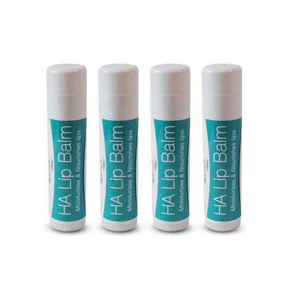 Hyalogic HA Lip Balm - Hyaluronic Acid & Organic Coconut Oil - Soothes Dry, Chapped Lips - Plumping, Moisturizing, Nourishing - Unflavored, Fragrance & Dye Free - 4.25g (4 Sticks) Avelisse