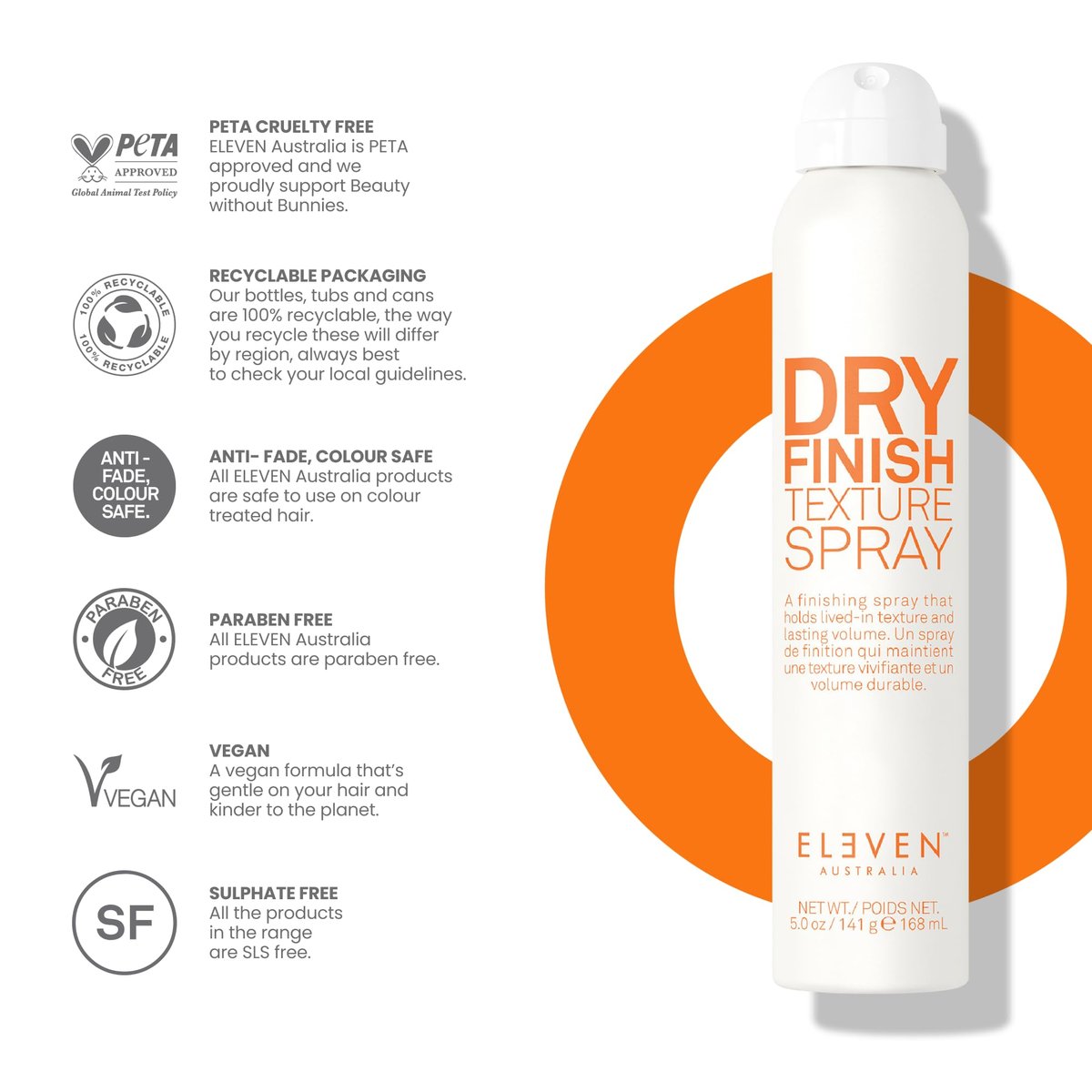 ELEVEN AUSTRALIA Dry Finish Texture Spray - Volumizing Finishing Spray for Women, Matte Finish for All Hair Types, Lightweight, Non-Greasy Formula - 5 oz Avelisse