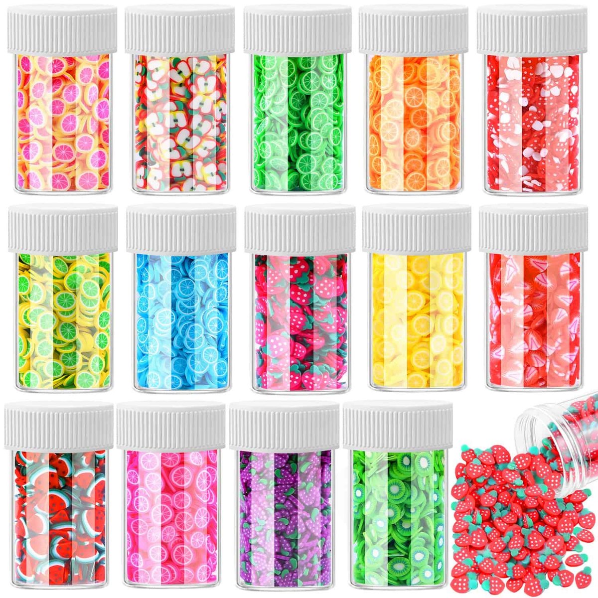 Acejoz 12000 Pcs 15 Styles Assorted Fimo Slices for DIY Slime, Nail Art, Lip Gloss & Cellphone Decorations - görsel 1
