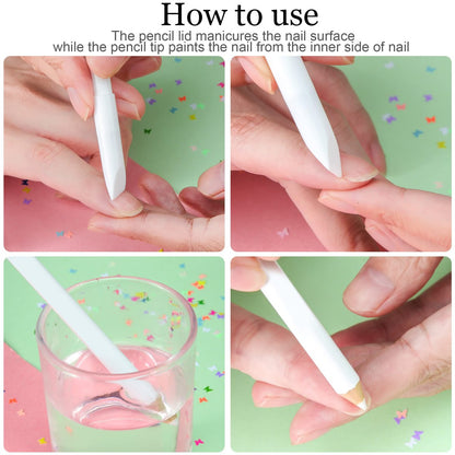 Maitys 2-in-1 Nail Whitening Pencil with Cuticle Pusher (2 Pack) - DIY Manicure Essential