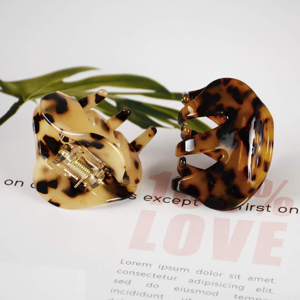 4 Pack 2.1 Inch Hair Claw Clips Tortoise Shell Cellulose Acetate Resin Hair Barrettes Medium French Design Hair Jaw Leopard Print Fashion Hair Styling Accessories for Women Girls - görsel 13