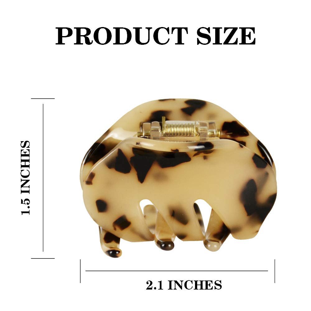 4 Pack 2.1 Inch Hair Claw Clips Tortoise Shell Cellulose Acetate Resin Hair Barrettes Medium French Design Hair Jaw Leopard Print Fashion Hair Styling Accessories for Women Girls - görsel 5