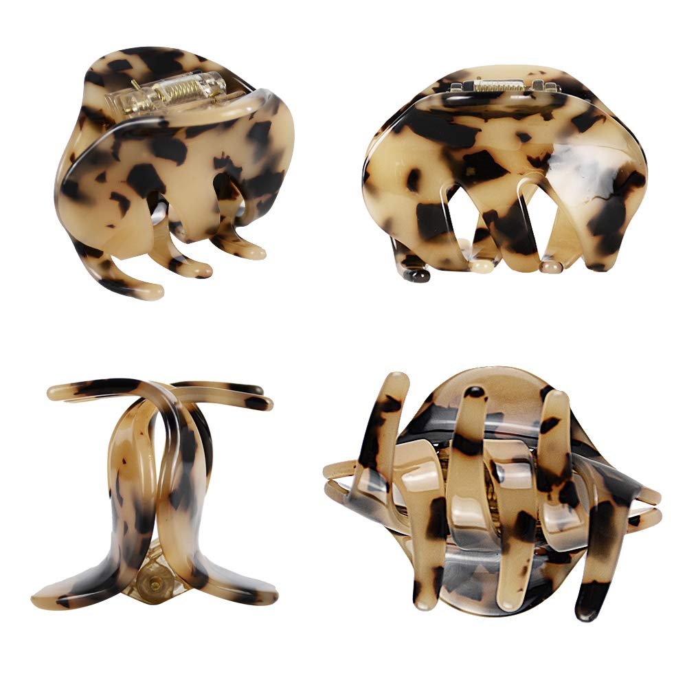4 Pack 2.1 Inch Hair Claw Clips Tortoise Shell Cellulose Acetate Resin Hair Barrettes Medium French Design Hair Jaw Leopard Print Fashion Hair Styling Accessories for Women Girls - görsel 7