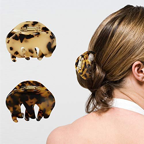 4 Pack 2.1 Inch Hair Claw Clips Tortoise Shell Cellulose Acetate Resin Hair Barrettes Medium French Design Hair Jaw Leopard Print Fashion Hair Styling Accessories for Women Girls - görsel 10