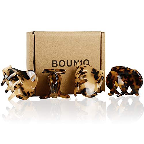 4 Pack 2.1 Inch Hair Claw Clips Tortoise Shell Cellulose Acetate Resin Hair Barrettes Medium French Design Hair Jaw Leopard Print Fashion Hair Styling Accessories for Women Girls - görsel 12