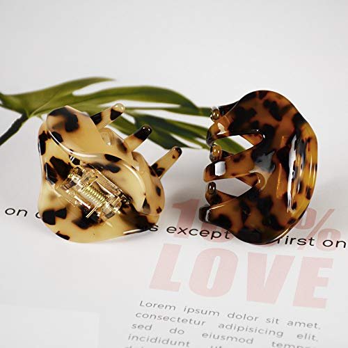 4 Pack 2.1 Inch Hair Claw Clips Tortoise Shell Cellulose Acetate Resin Hair Barrettes Medium French Design Hair Jaw Leopard Print Fashion Hair Styling Accessories for Women Girls - görsel 14