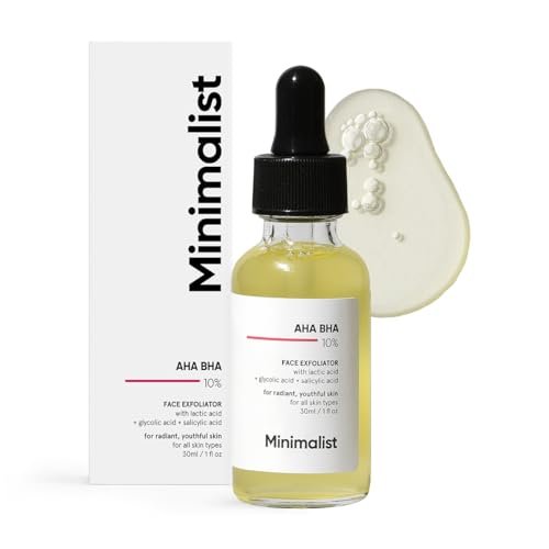 Minimalist Daily Exfoliator AHA BHA 10% Face Serum – Gentle Exfoliation for Beginners, Radiant & Youthful Skin, 1 Fl Oz Avelisse