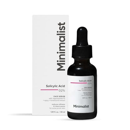 Minimalist Salicylic Acid 2% Serum for Acne, Blackheads & Open Pores – BHA Liquid Exfoliant for Oily & Acne-Prone Skin, 1 Fl Oz/30ml