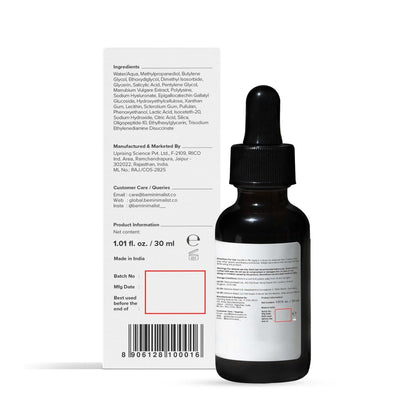 Minimalist Salicylic Acid 2% Serum for Acne, Blackheads & Open Pores – BHA Liquid Exfoliant for Oily & Acne-Prone Skin, 1 Fl Oz/30ml