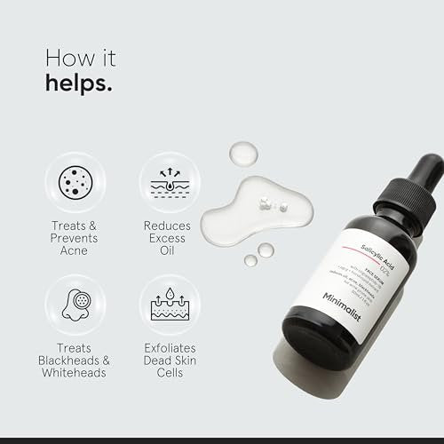 Minimalist Salicylic Acid 2% Serum for Acne, Blackheads & Open Pores – BHA Liquid Exfoliant for Oily & Acne-Prone Skin, 1 Fl Oz/30ml - görsel 6