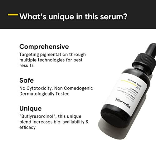 Minimalist Dark Spots Removal Serum with 2% Alpha Arbutin for Hyperpigmentation | Reduces Blemishes, Acne Marks & Tanning with Hyaluronic Acid & Butylresorcinol | For Women & Men | 1 FL OZ/30 ml - görsel 6