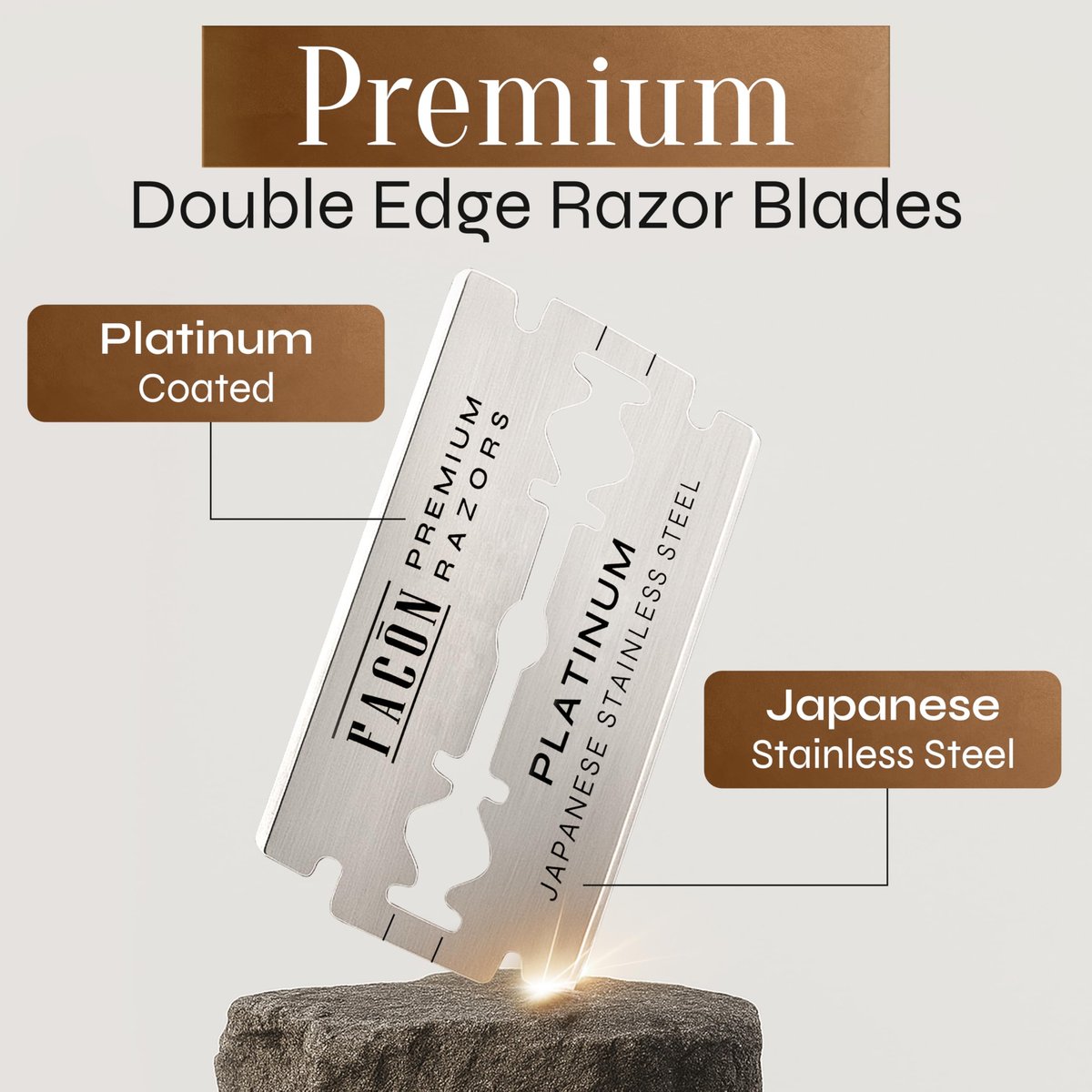 Facón 50 Double Edge Razor Blades - Premium Platinum Japanese Stainless Steel for Safety Razors, Smooth & Precise Shave for Men & Women - görsel 5