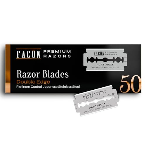 Facón 50 Double Edge Razor Blades - Premium Platinum Japanese Stainless Steel for Safety Razors, Smooth & Precise Shave for Men & Women - görsel 2