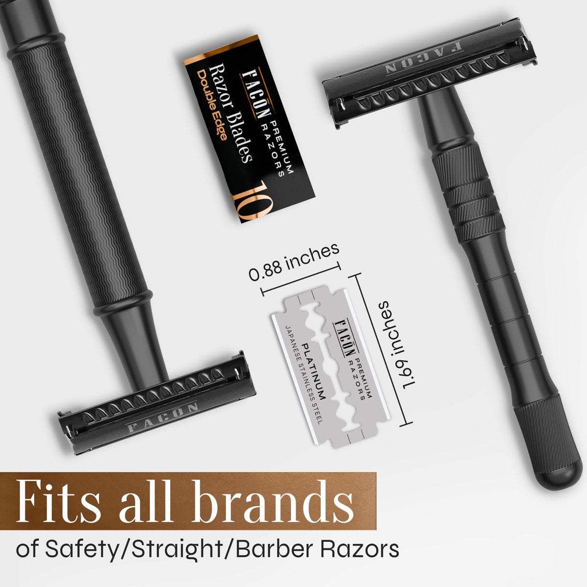 Facón 50 Double Edge Razor Blades - Premium Platinum Japanese Stainless Steel for Safety Razors, Smooth & Precise Shave for Men & Women - görsel 13