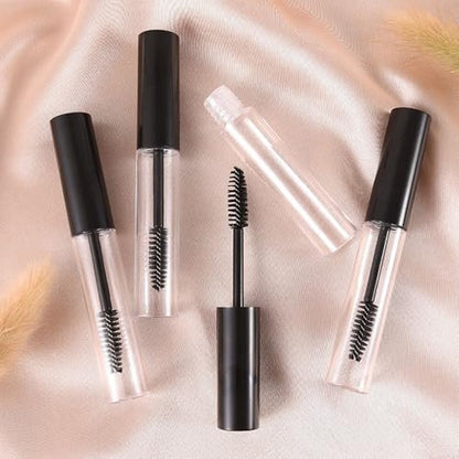4 Pack Empty Mascara Tube with Eyelash Wand - 10ml Premium Eyelash Cream Container Bottle with Mini Funnels and Leak Stoppers, Black