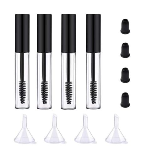 4 Pack Empty Mascara Tube with Eyelash Wand - 10ml Premium Eyelash Cream Container Bottle with Mini Funnels and Leak Stoppers, Black - görsel 2