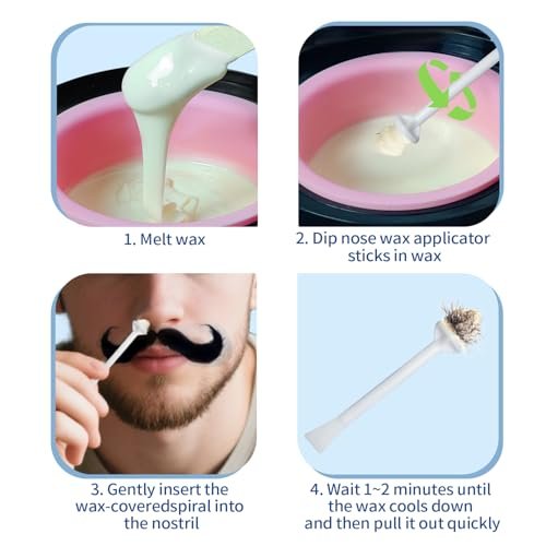 OAKEER Nose Wax Sticks - 60 Count Nose Wax Applicators for Nostril Nasal Cleaning and Ear Hair Removal, Safe & User-Friendly, Premium ABS, Non-Toxic, Effective Depilation - görsel 12