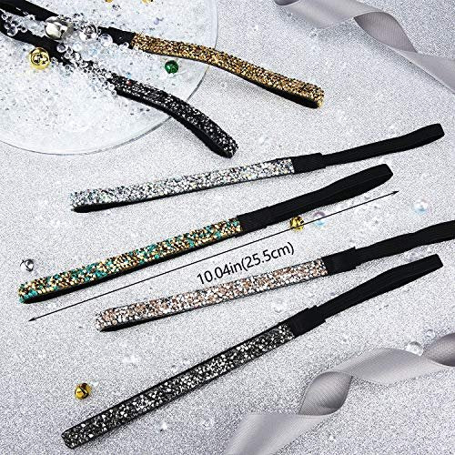 Syhood 6-Piece Sparkly Elastic Headbands for Women – Glitter Non-Slip Felt Rhinestone Hairbands for Christmas, Sports, Yoga & Gifts Avelisse