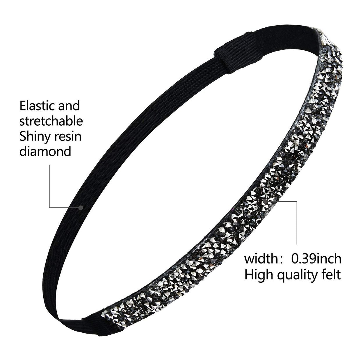 Syhood 6-Piece Sparkly Elastic Headbands for Women – Glitter Non-Slip Felt Rhinestone Hairbands for Christmas, Sports, Yoga & Gifts Avelisse