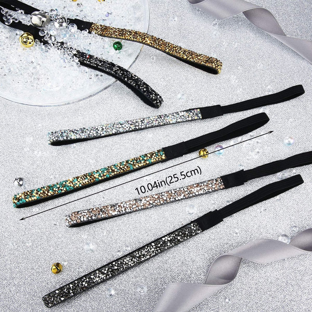 Syhood 6-Piece Sparkly Elastic Headbands for Women – Glitter Non-Slip Felt Rhinestone Hairbands for Christmas, Sports, Yoga & Gifts Avelisse